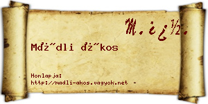 Mádli Ákos névjegykártya